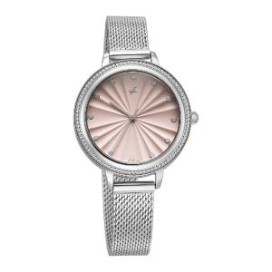 Fastrack 68048SM01 Stunners X Pink Dial Stainless Steel Watch For Women